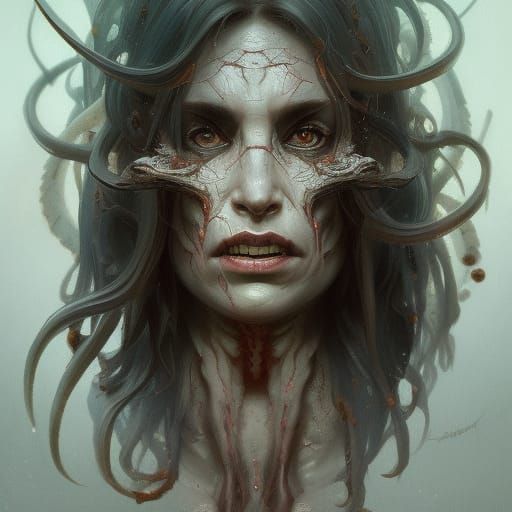 Demonic Eldritch Horror: Detailed Digital Portrait