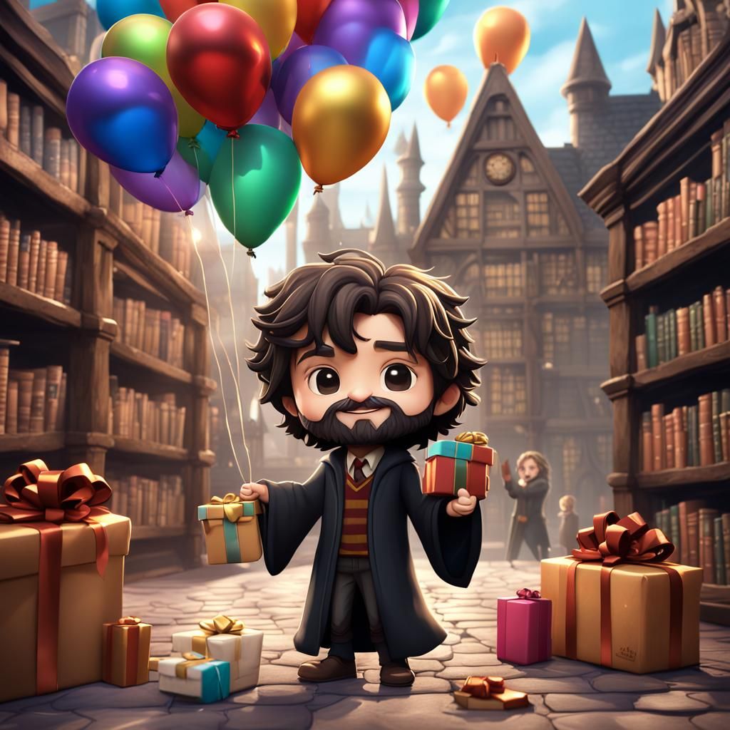 Chibi Sirius Black Birthday Celebration in Library
