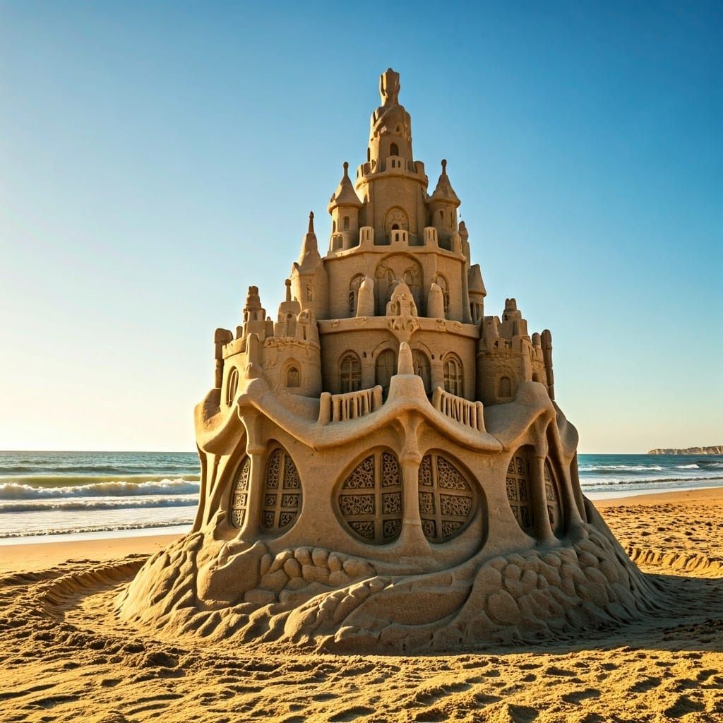 Gaudi-esque Sandcastle on Golden Beach