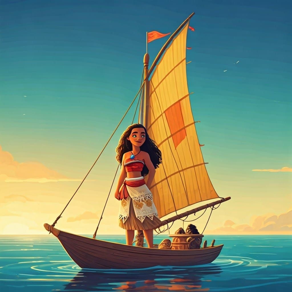 Sailing Princess Moana on the Open Ocean