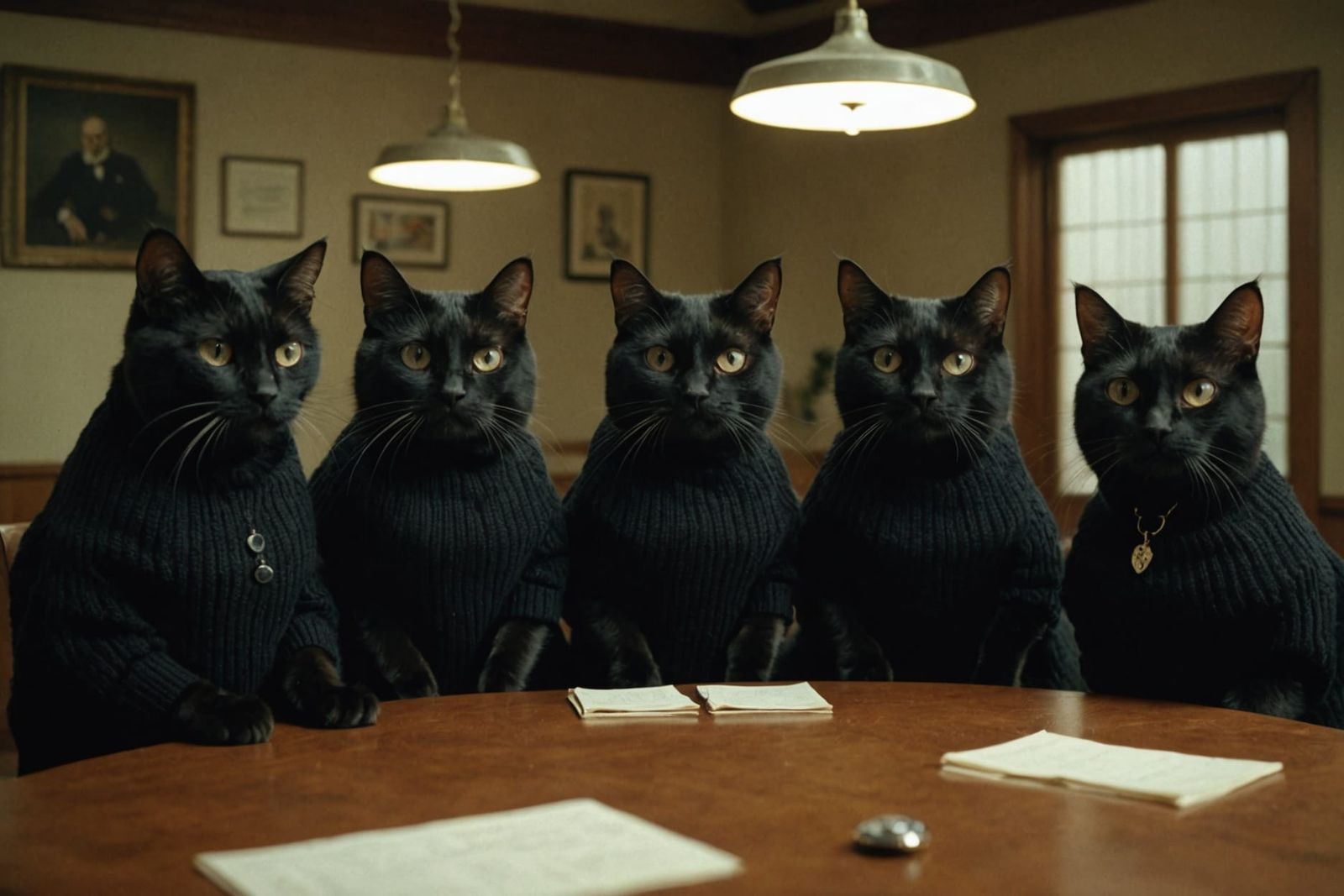 Cats Plan Bank Robbery in 1970s Cinematic Style