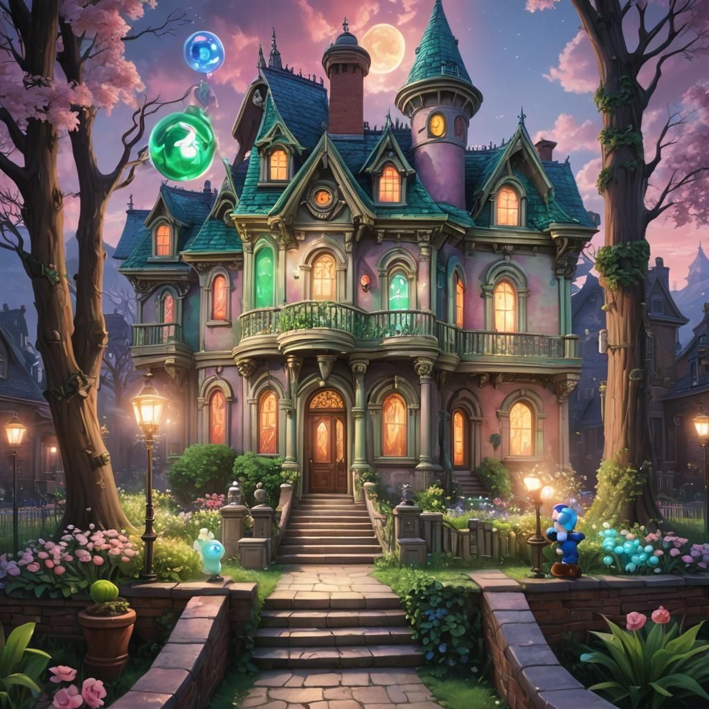 Iridescent Luigi's Mansion in Pastel Palette
