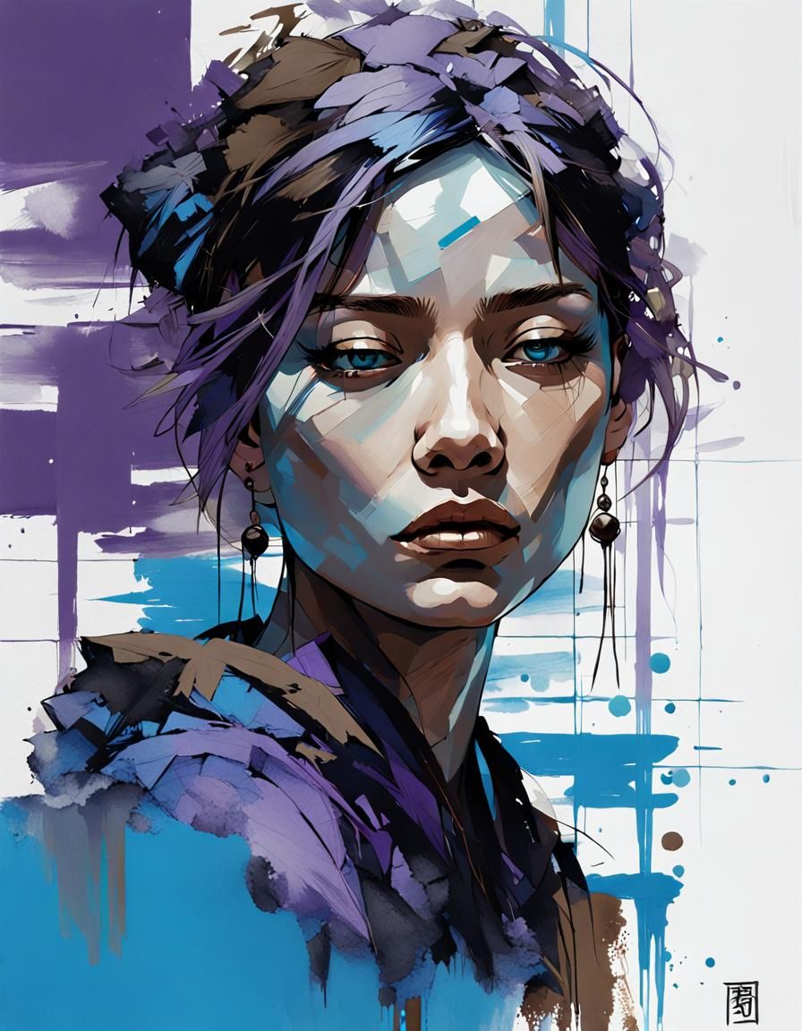 Meditating Woman with Radiant Colors and Complex Details