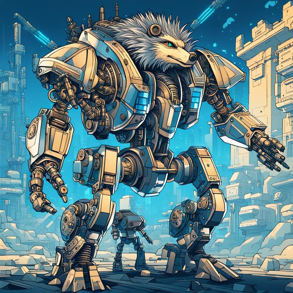 Cybernetic Battle Hedgehog Firing Arm Cannons