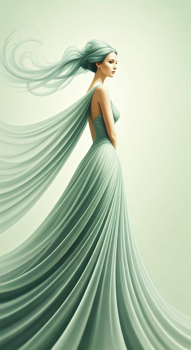 Ethereal Smoke Woman in Flowing Gown