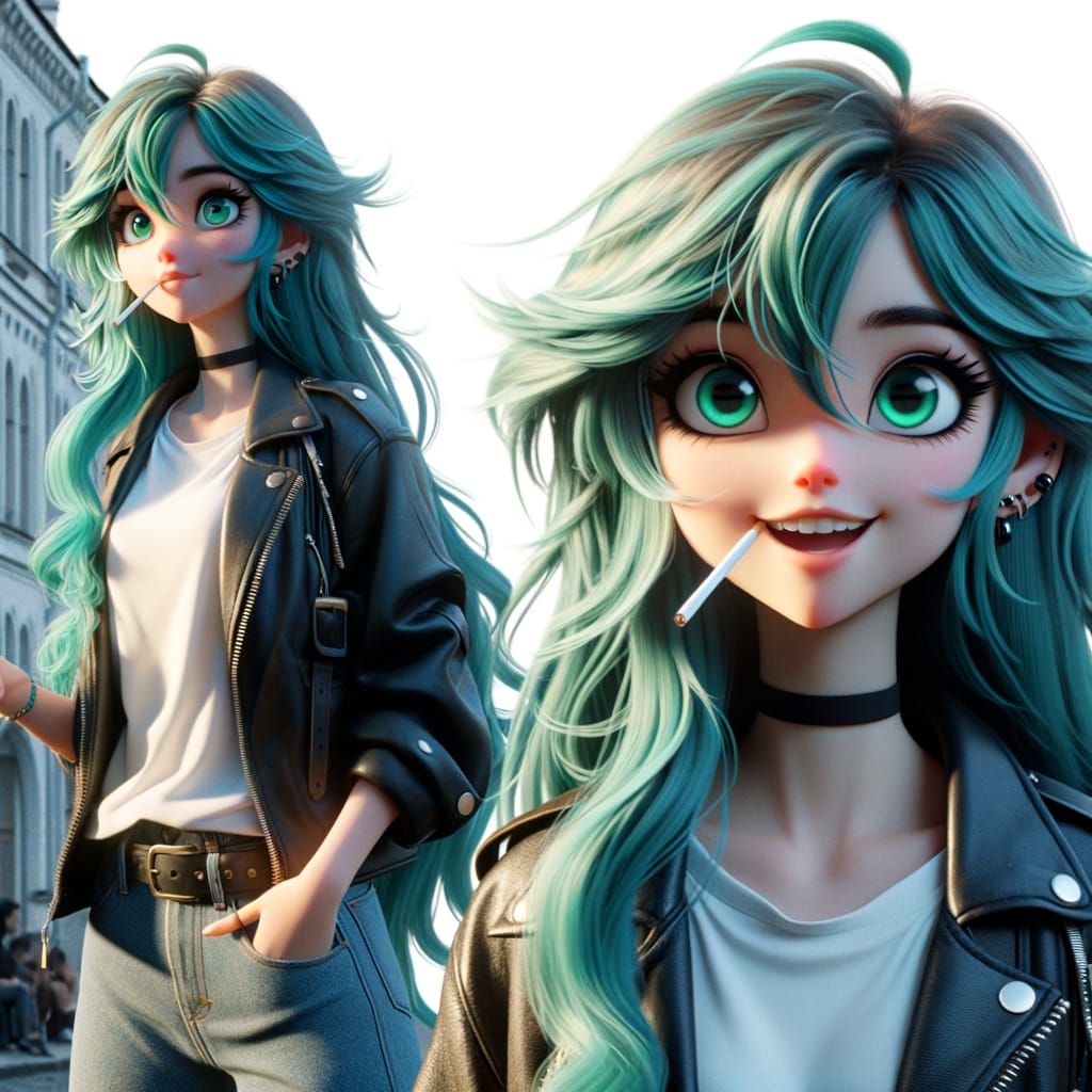 Teen Girl in Soviet City, Classical Animation Style