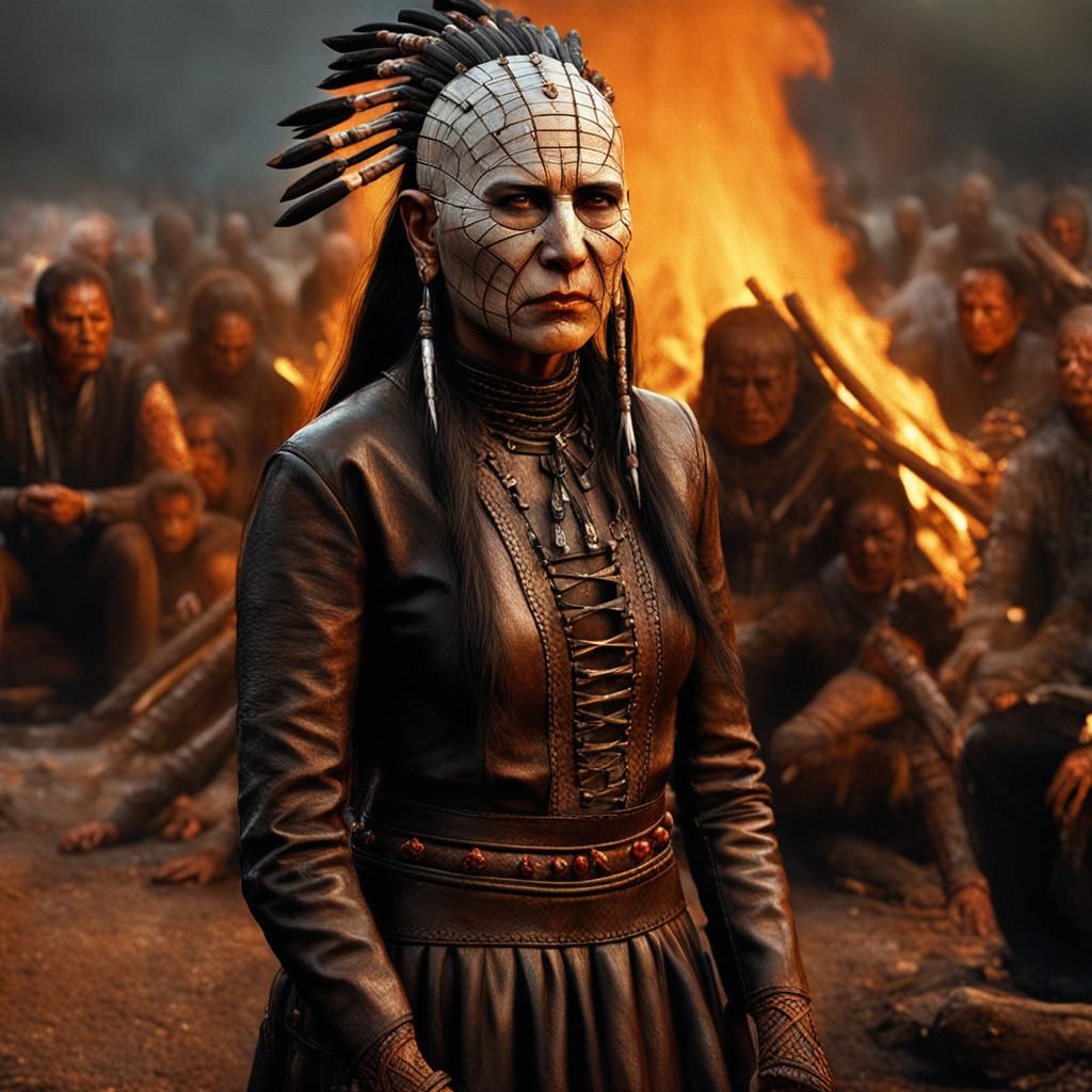 Female Native American Pinhead in Sweat Lodge