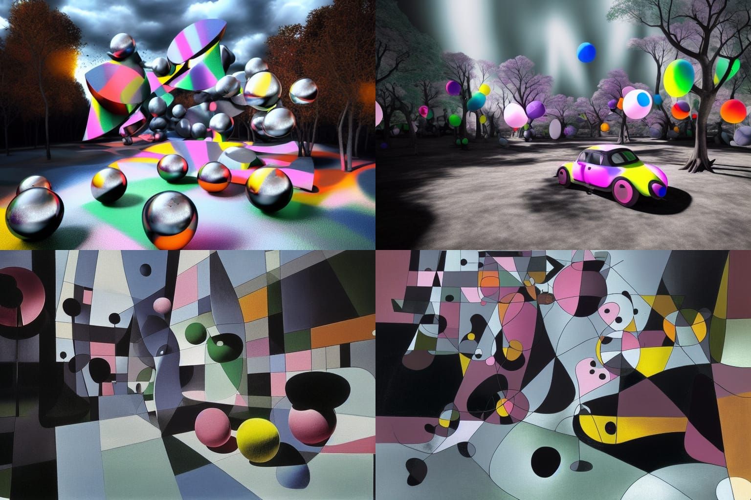 Surreal Silver Orbs Dance Over a Vibrant Pink Zebra Crossing...