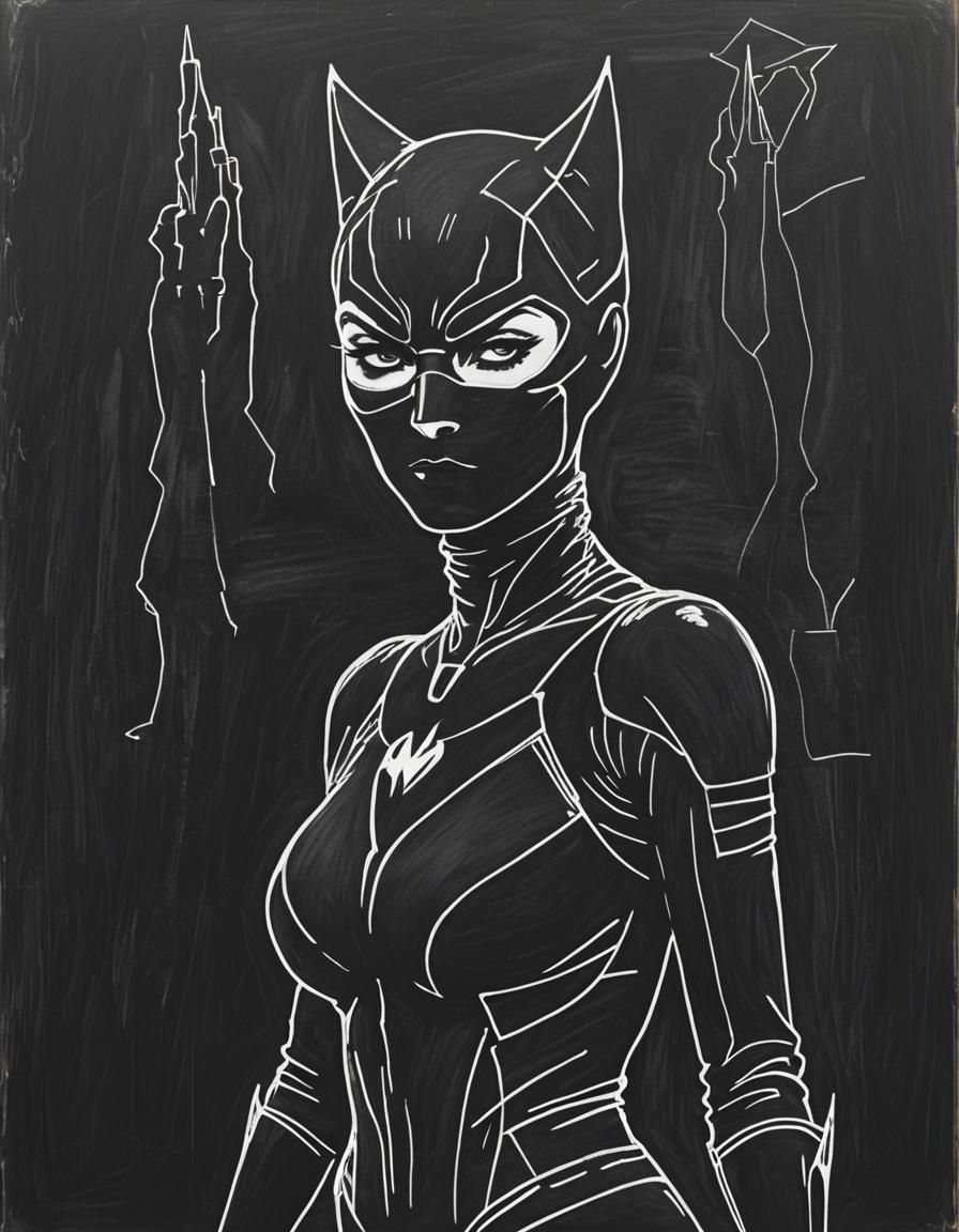 Catwoman Silhouette in Gotham: Chalk Outline