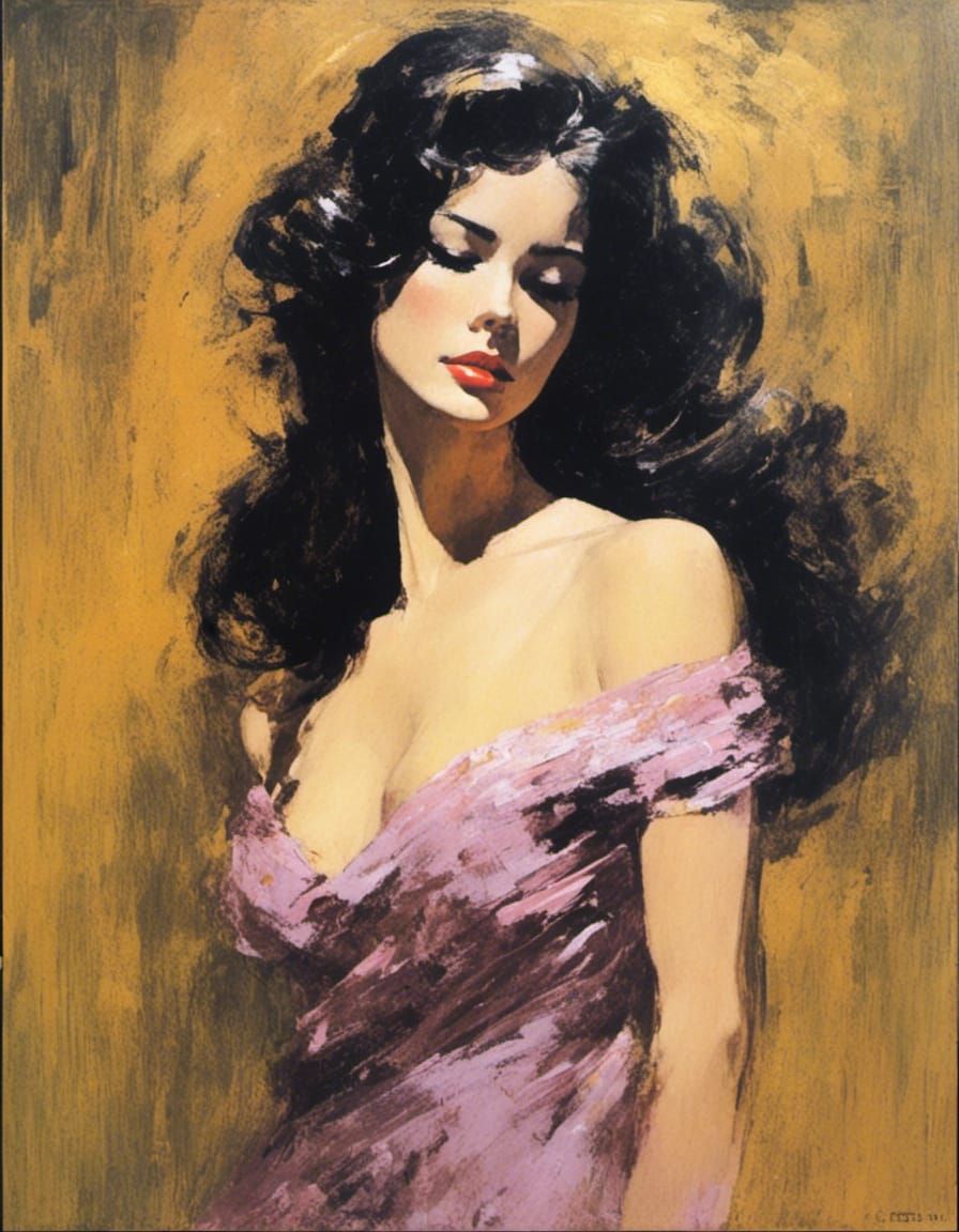 Elegant Woman in Gown: Impressionist Painting