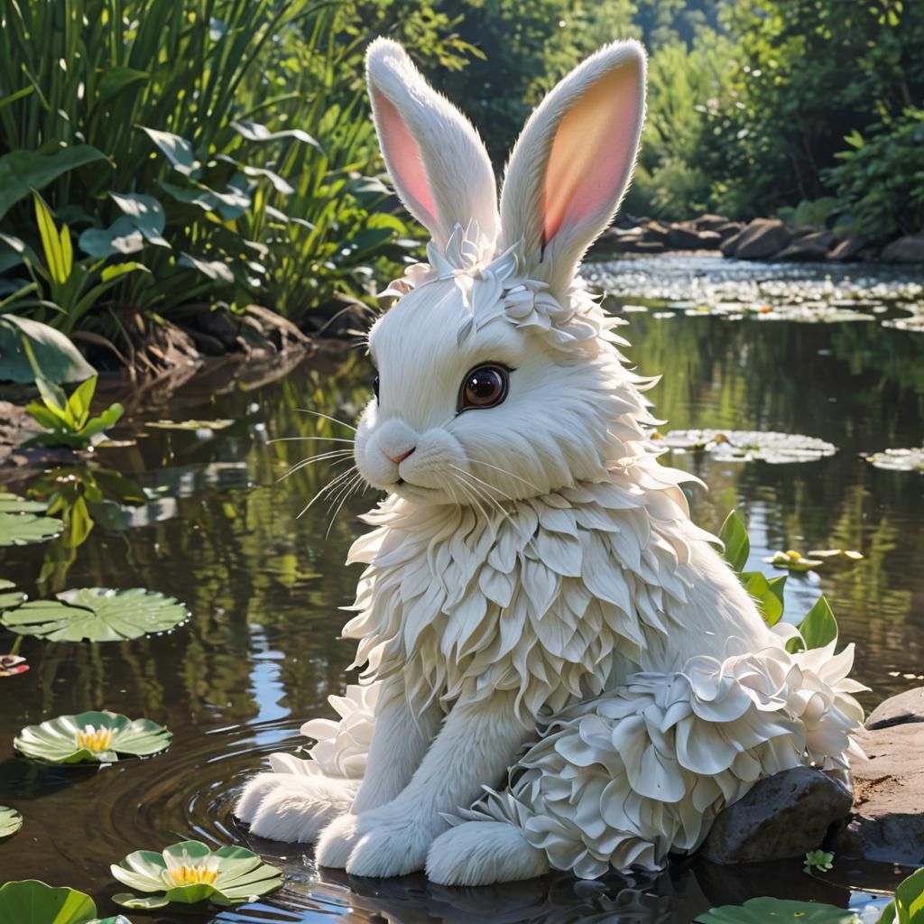 Relaxed Bunny by Serene River: 3D Anime Art