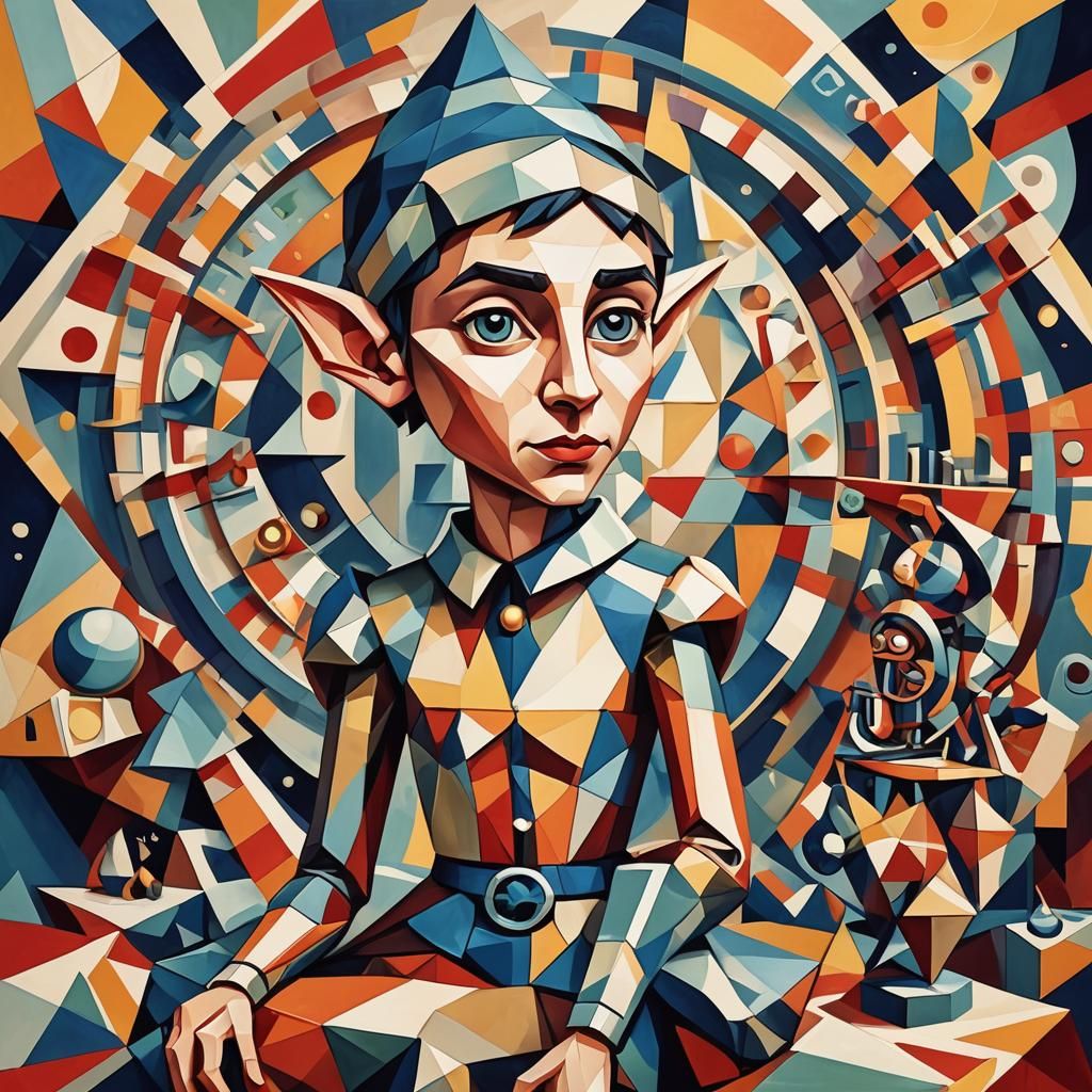 Elf on Shelf on Venus in Cubist Style