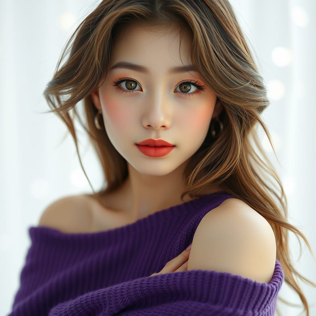 Hyperrealistic Portrait of a K-Pop Idol in Elegant Sweater