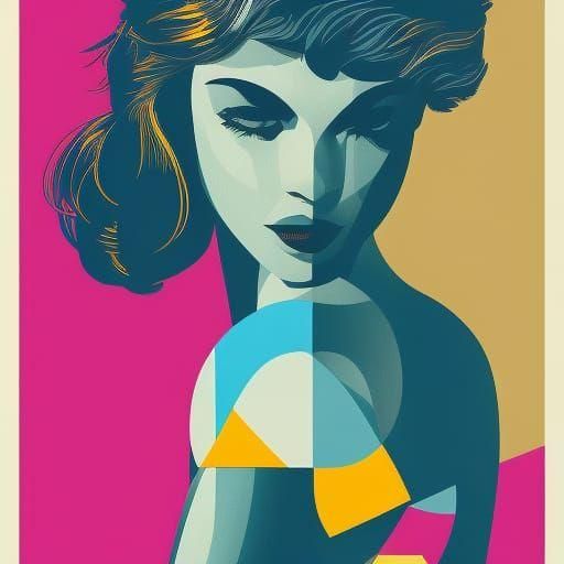 Pop Art Woman in Geometric Bauhaus Style