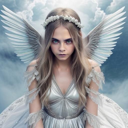 Beautiful Angel with Iridescent Wings Digital Art