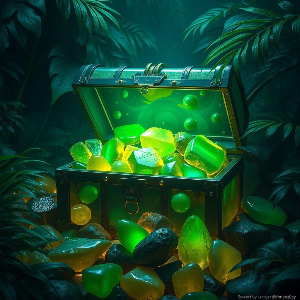 Glowing Jade Treasure Chest in Jungle Style
