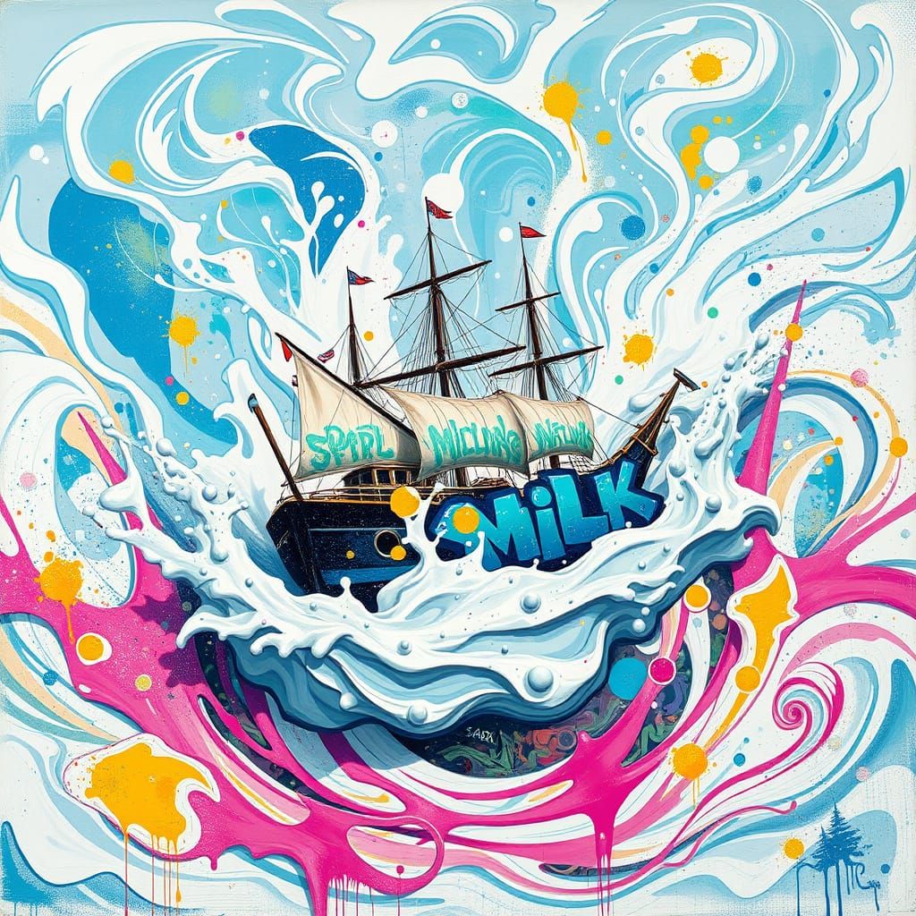 Epic Graffiti Ship Lost in a Sea of Milk