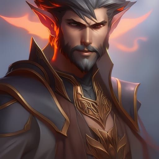 Fiery Half-Elf Cleric Portrait in Detailed Digital Art