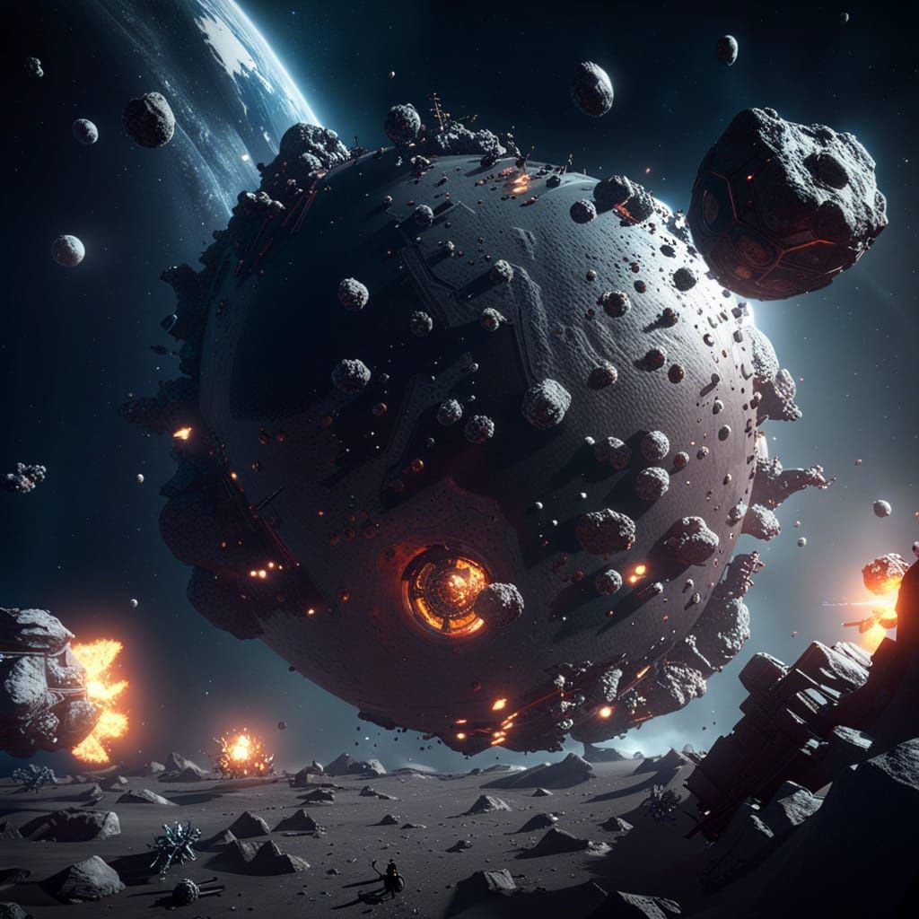 Space Pirates Asteroid Collision in 3D Game Style