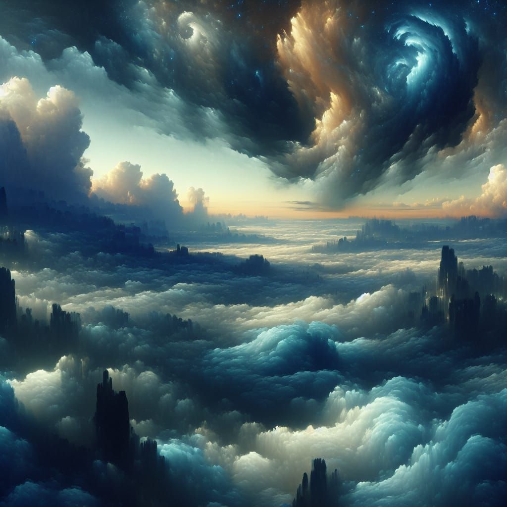 Surreal Indigo Cloudscape in Post-Impressionist Style