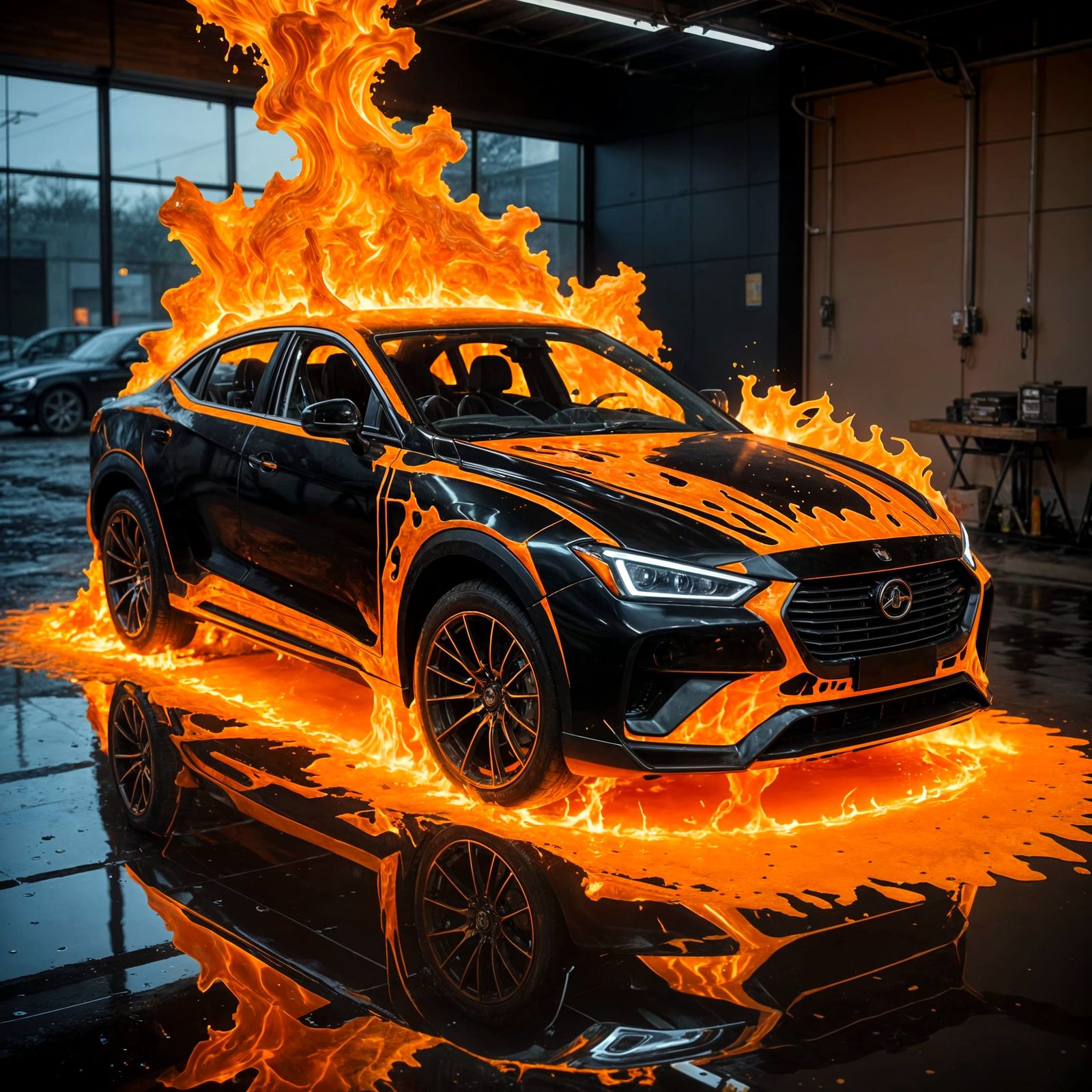 Futuristic Lava Car with Kintsugi Floor