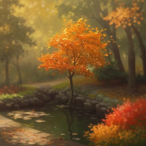 Impressionist Park Scene with Squirrels and Hedgehogs