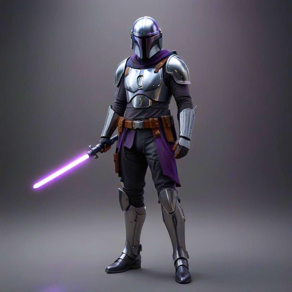 Ethereal Mandalorian Warrior in Triadic Hues