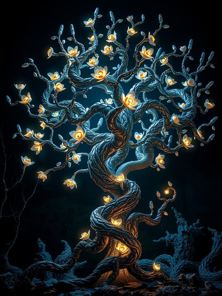 Ethereal Tree Lamp Illuminates Enchanted Forest