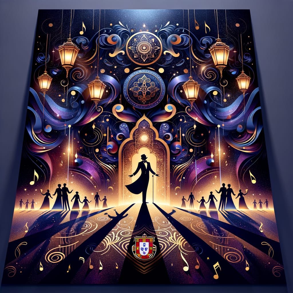 Portuguese Evening Show Poster with Dynamic Lighting