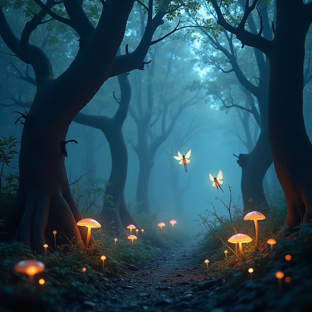 Ethereal Fairies in Mystical Forest Concept Art