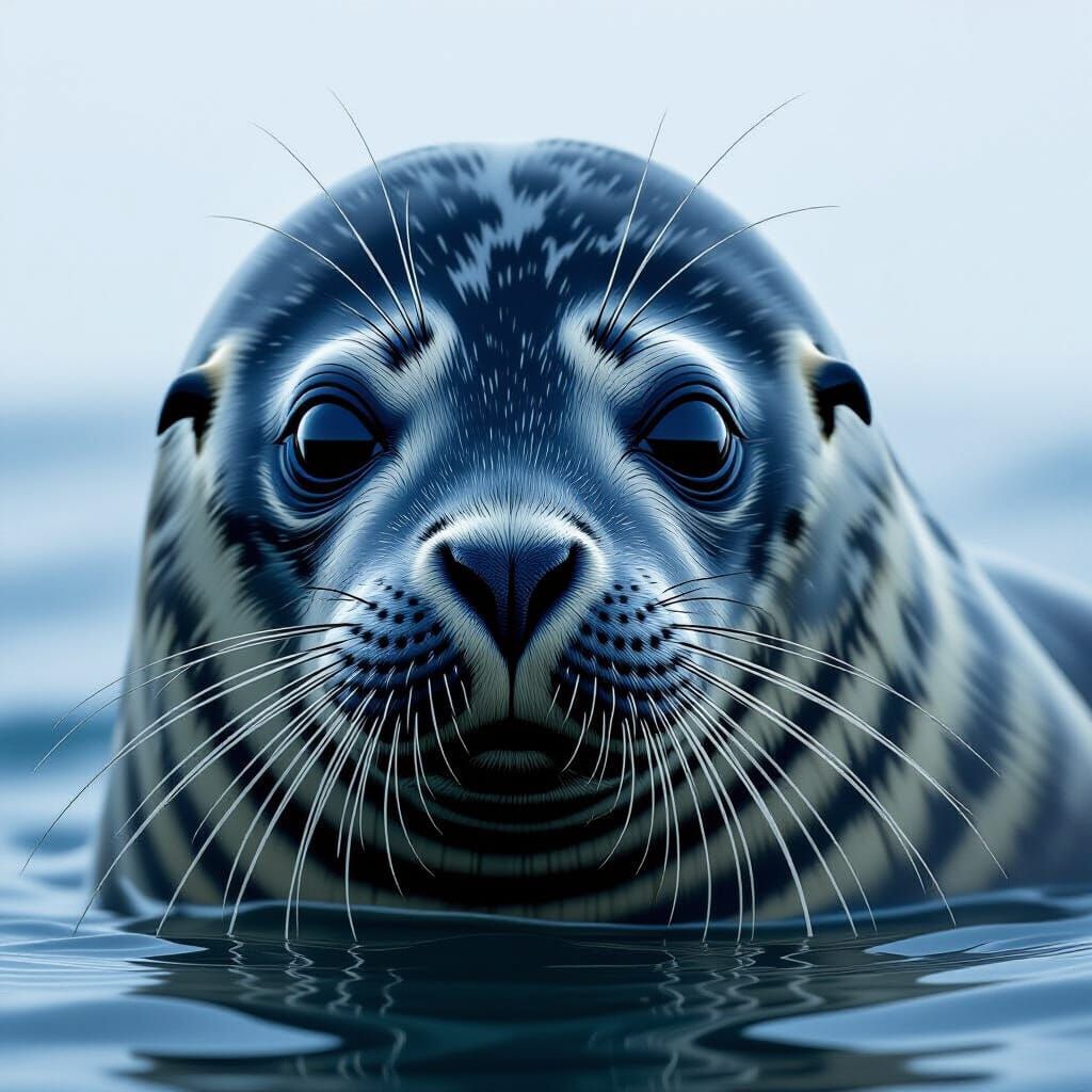Hyperrealistic Seal Portrait with Intense Gaze