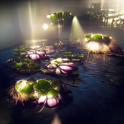 Water Lilies Concept Art with Volumetric Lighting