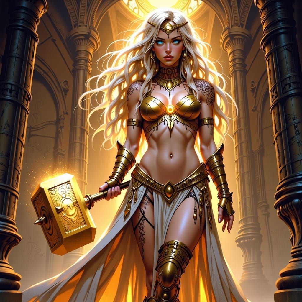 Radiant Paladin in Anime Style Cathedral Chamber