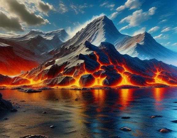 Krakatoa Eruption in Gouache Style