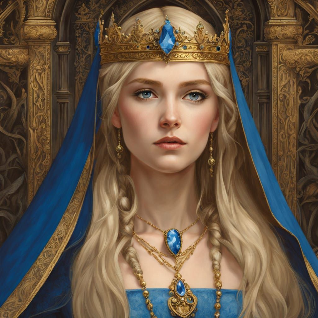 Elegant Princess in Golden Regalia