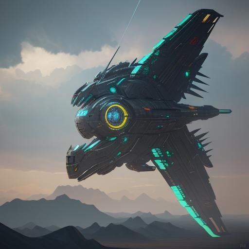Futuristic Flying Serpent Machine in Sci-Fi Style