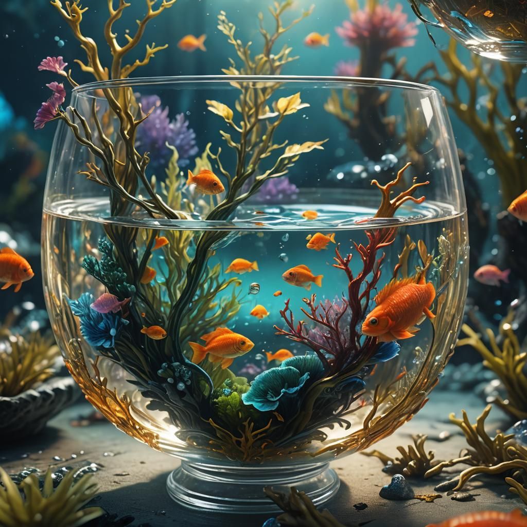 Underwater Kingdom in Teacup, Fantasy Concept Art