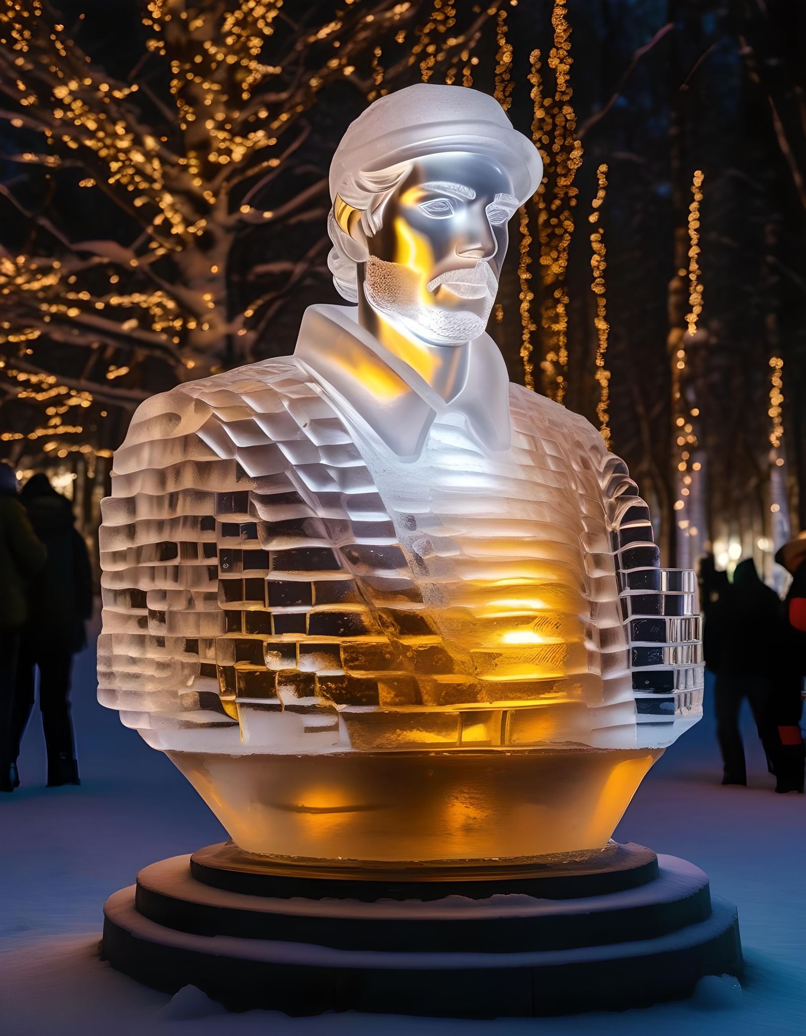 Frozen: Clear Ice Sculpture Bust in Natural Light