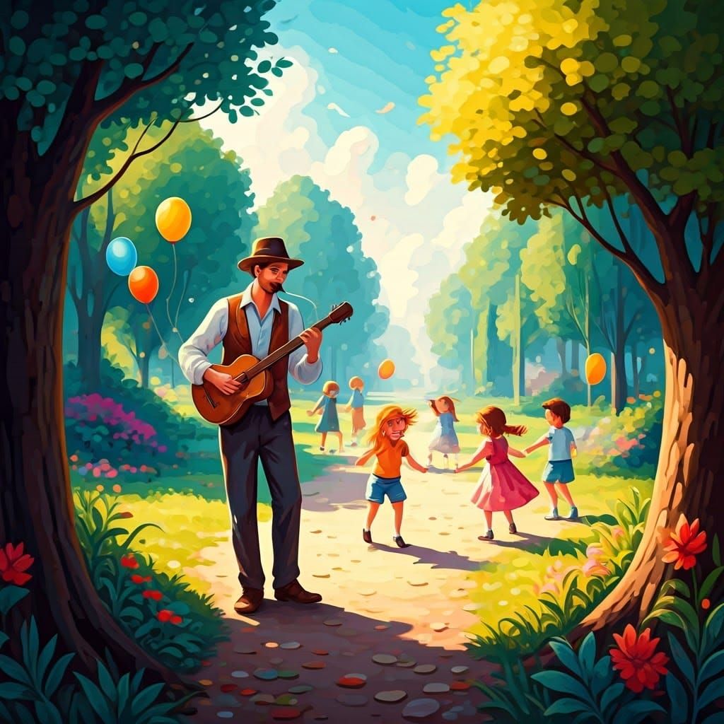 Joyful Summer Scene in Vibrant Impressionist Style