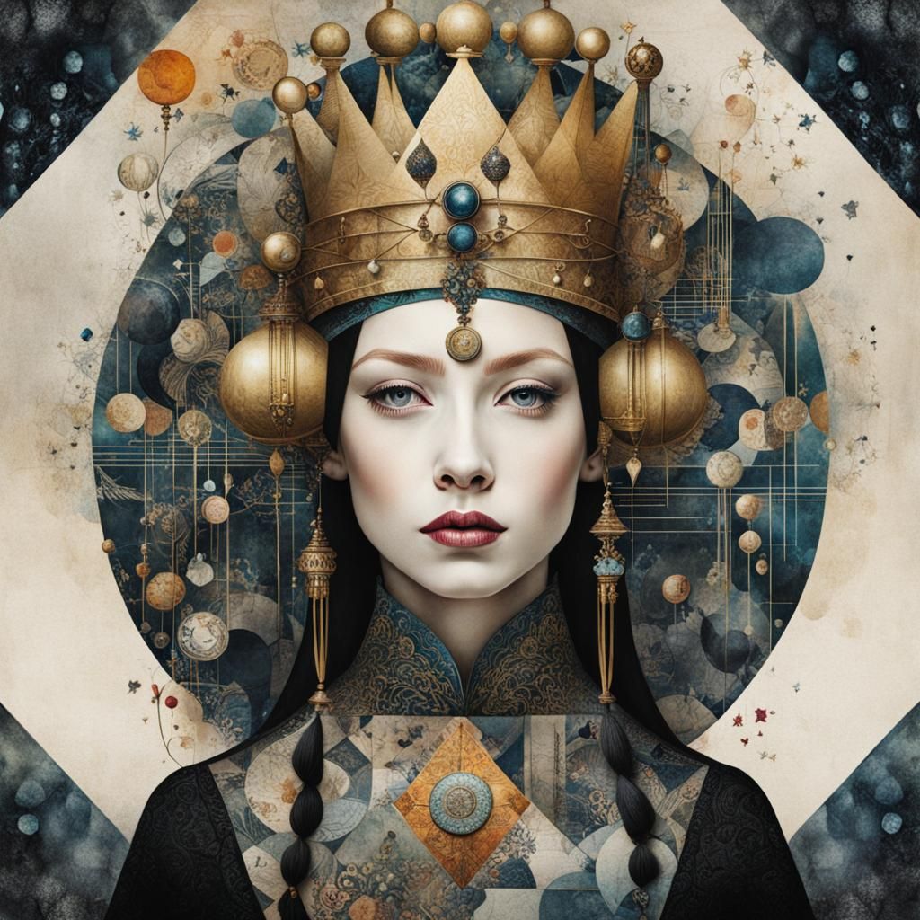 Intricate Chessboard Queen's Gambit Digital Collage