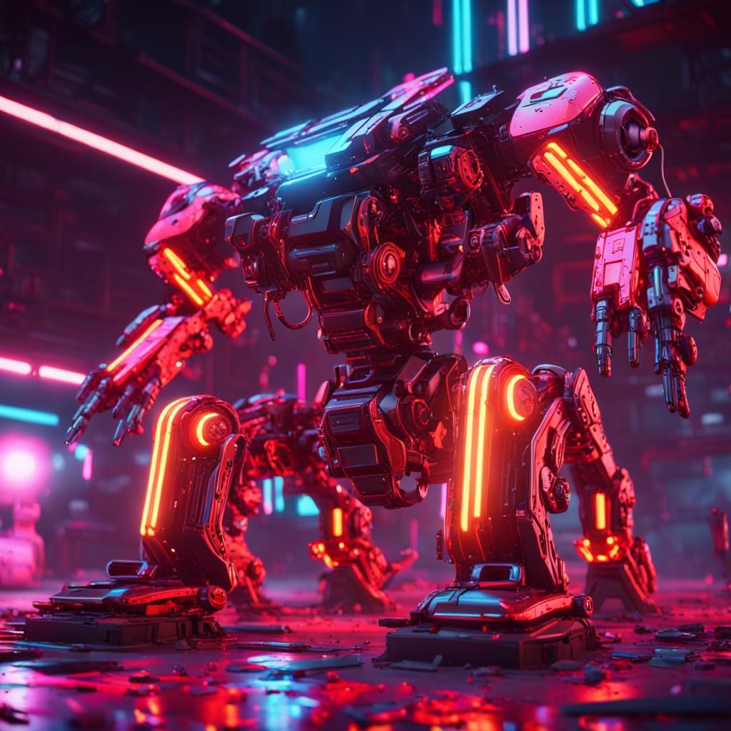 Melting Neon Terminator: Sci-Fi Metal Gear