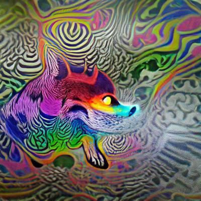 Psychedelic Fox-Wolf Hybrid Digital Art