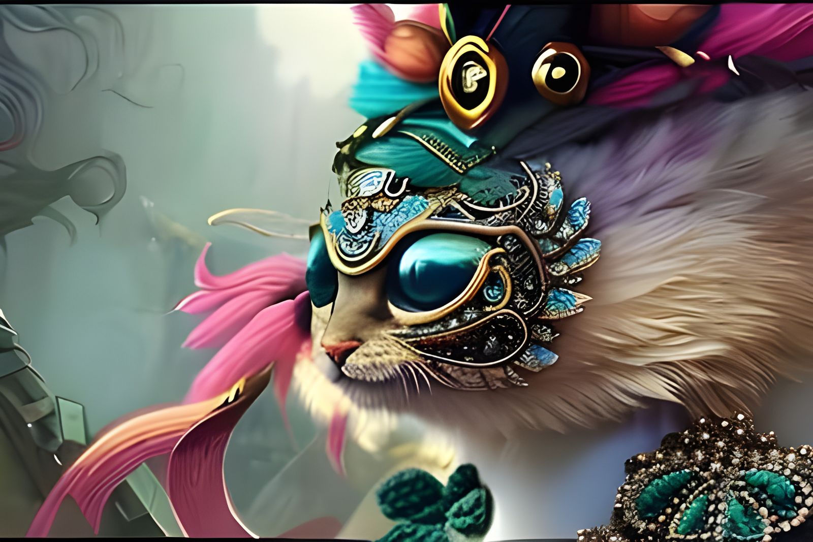 Ceramic Flowers and Jewels on Tapestry