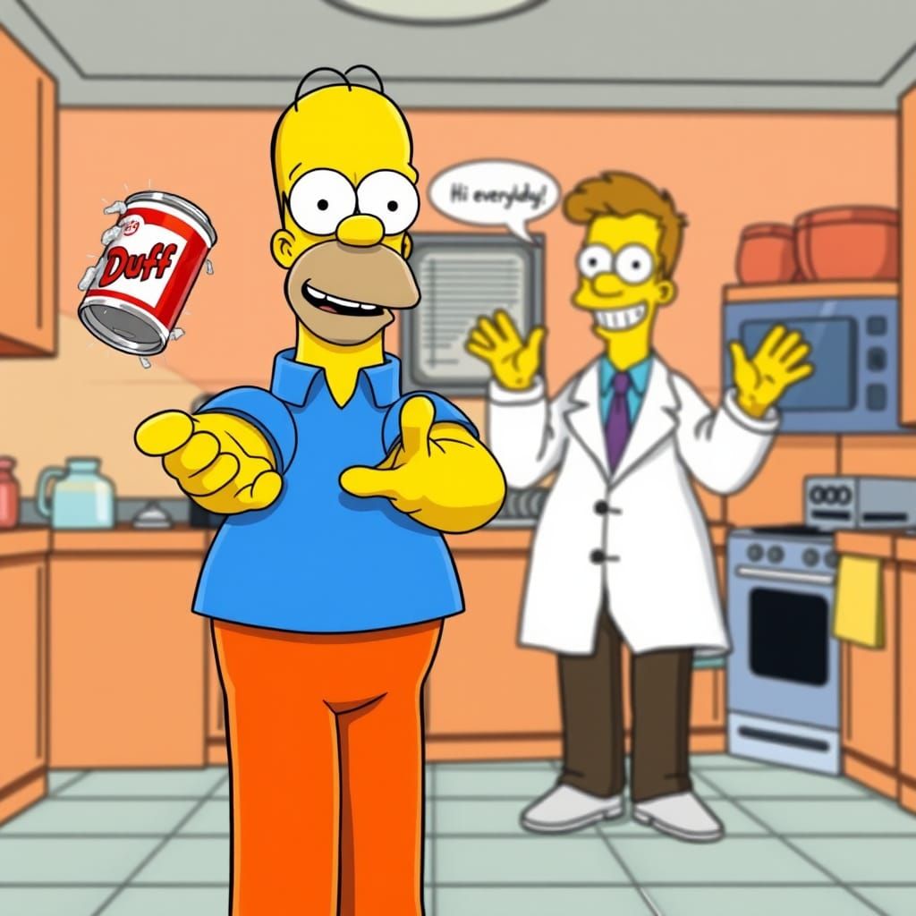 Homer Throws Duff Can in Pop Art Cartoon