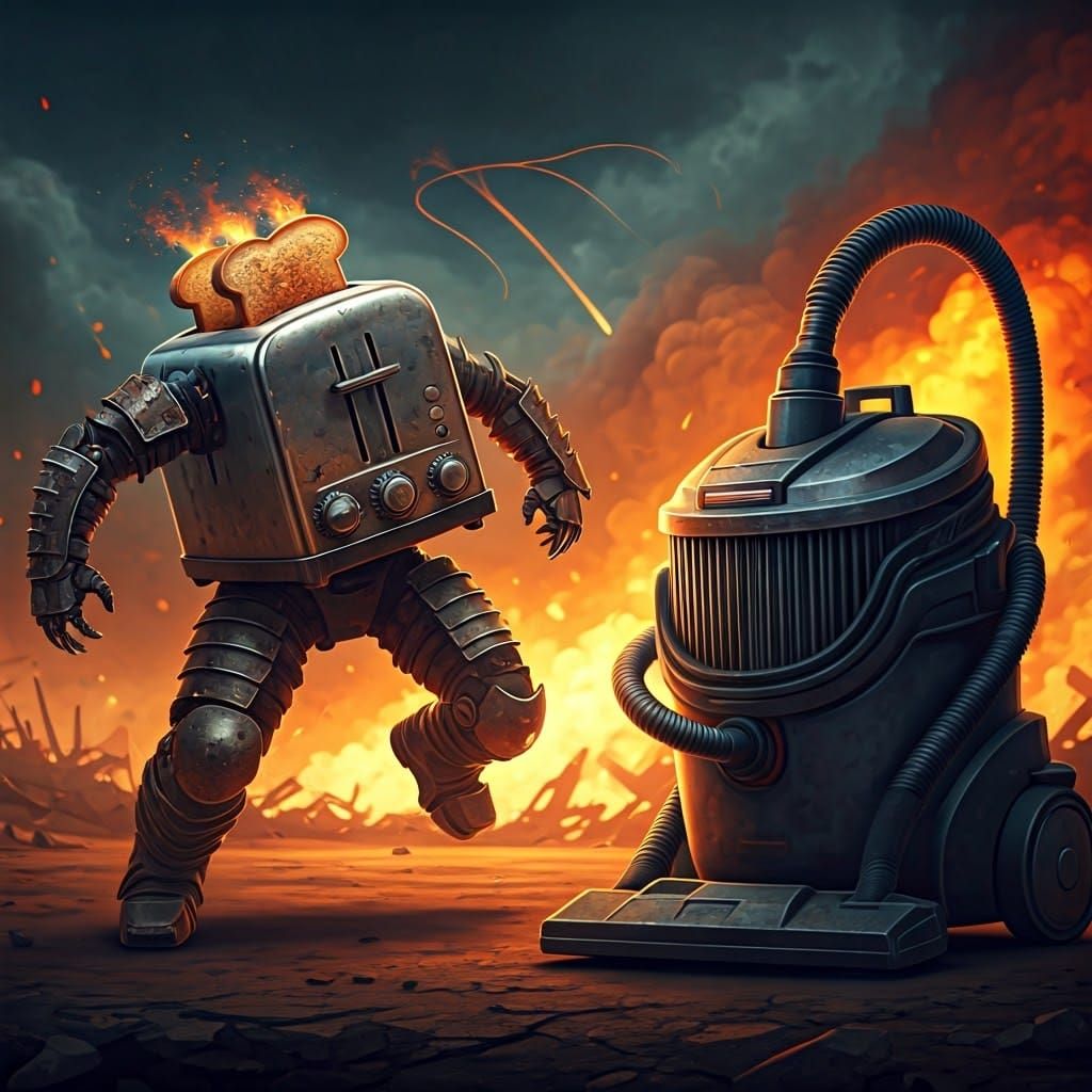 Toaster vs Vacuum Cleaner: Dystopian Arena Battle