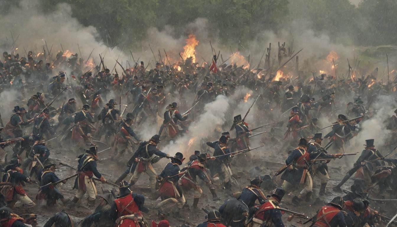 Napoleonic Soldiers Clash in Chaotic Battlefield Melee