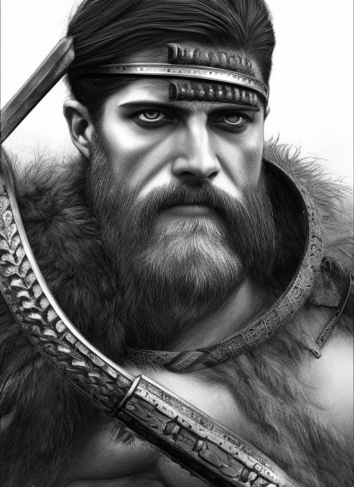 King Leonidas Portrait in Digital Illustration Style