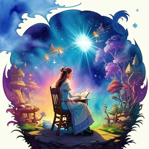 Enchanting Storybook Scene in Watercolor and Ink