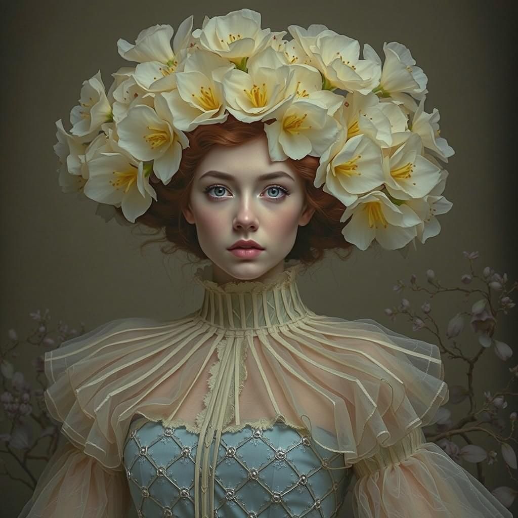 Luminous Edwardian Fashion Portrait as Delicate Painting