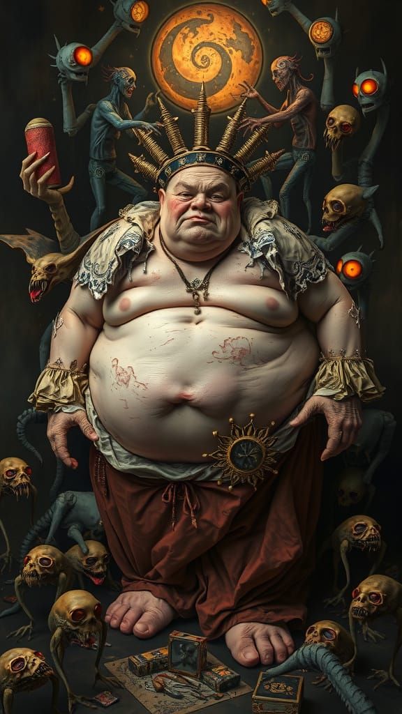 Grotesque Covetousness Embodied in Opulent Decay